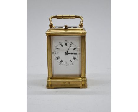 A good French gilt brass carriage clock,&nbsp;bu Drocourt, Paris, striking on a gong and with push button repeat, No.34331, h