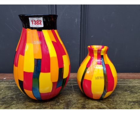 Two Murano glass vases,&nbsp;labelled 'F &amp; M Ballan', largest 23cm high. (2) 