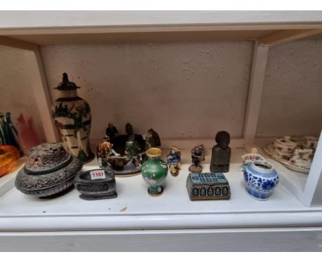 A mixed group of Chinese and Japanese ceramics and works of art;&nbsp;together with a continental champleve enamel vesta box,