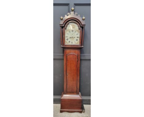 A 19th century oak eight day longcase clock,&nbsp;the 12in arched painted dial inscribed 'R Knights, Norwich', 227cm high, wi