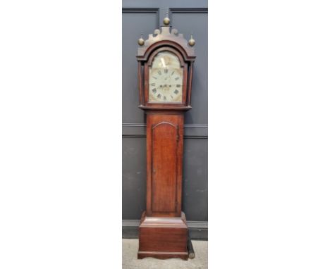 A 19th century oak eight day longcase clock,&nbsp;the 12in arched painted dial inscribed 'R Knights, Norwich', 227cm high, wi