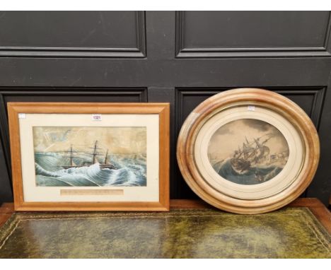 John Al...,'H M Sloop "Himalaya" Crossing the Atlantic Ocean...indistinctly signed and dated 1875, extensively inscribed with