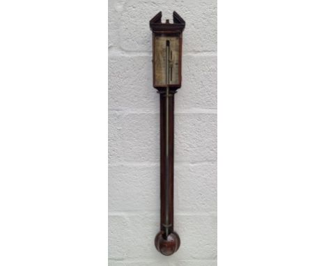 A George IV mahogany stick barometer, the silvered dial inscribed 'Richard Corin, Penzance 1829', (a.f.). 