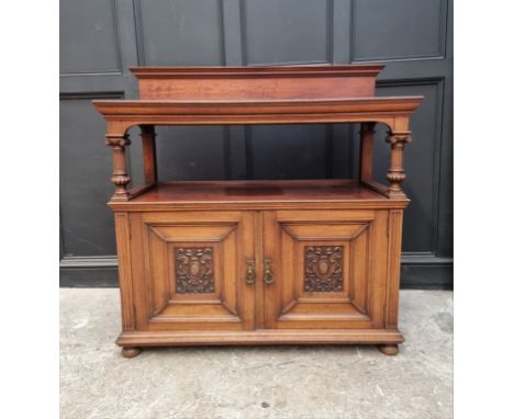 A circa 1900 carved mahogany buffet,&nbsp;122cm wide. 