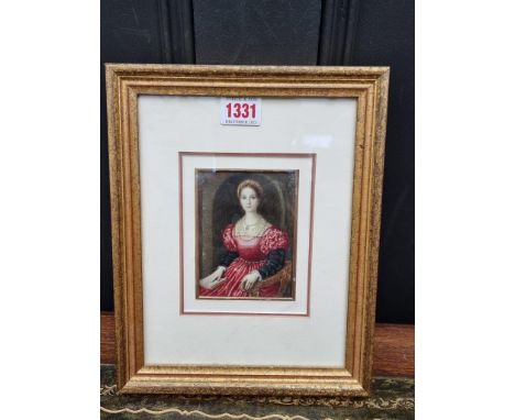 E Melocchi after Angelo Bronzino,&nbsp;portrait miniature&nbsp; of Lucrezia Panciatichi, signed, on ivory, 10.5 x 7.5cm.&nbsp