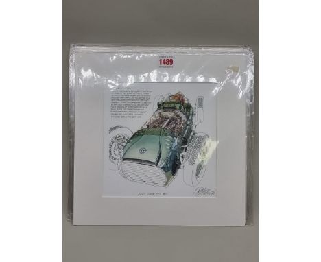 Peter Hutton, a set of five racing car prints, each signed and titled in pencil, 20 x 20cm, each mounted but unframed. (5) 