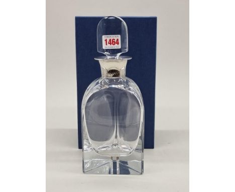 A silver mounted triangular glass decanter and stopper,&nbsp;Birmingham 2000, boxed.&nbsp; 