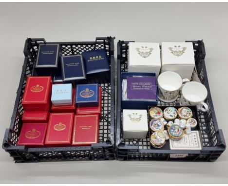A collection of Halcyon Days enamel boxes, comprising fourteen boxed examples and six further unboxed; and other items. 