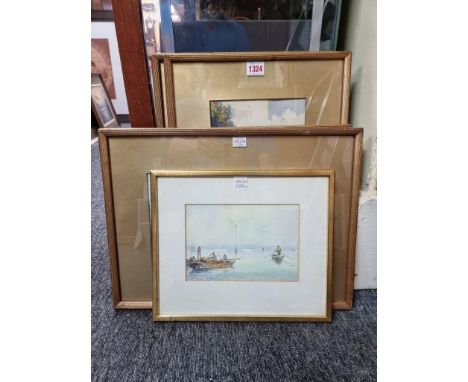M Martino, two pairs of Venetian views, each signed, watercolour, 18 x 29.5cm and 29.5 x 17.5cm; together with another Veneti