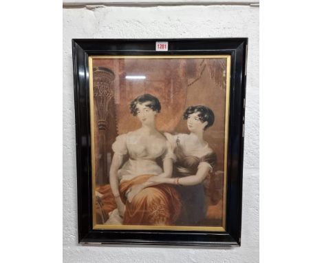 English school,&nbsp;first quarter 19th century, two young ladies, watercolour, 46 x 36cm.&nbsp;&nbsp; 