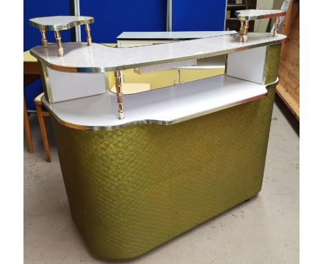 A c.1950's / 60's bar unit with vinyl and gilt front, with fitted lighting 