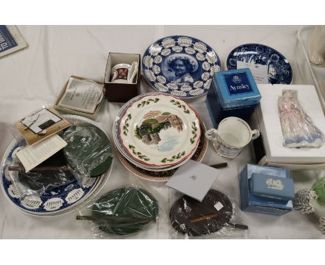 A Royal Doulton figure "Barbara"; 2 royal commemorative loving cups; royal commemorative and other collectors' plates 