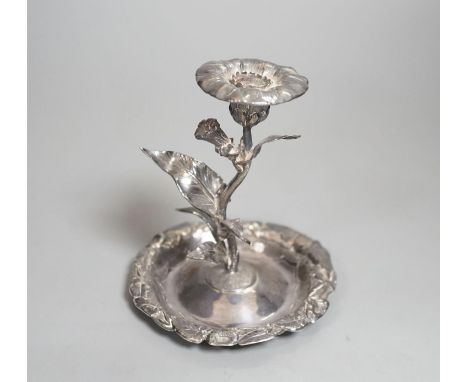 A George IV silver candlestick, naturalistically modelled as stemmed flower, London, 1828, by Riley and Sumner, 11cm, 145 gra