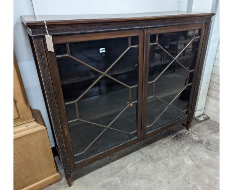 An Edwardian Chippendale revival astragal glazed mahogany bookcase, length 122cm, depth 35cm, height 107cm