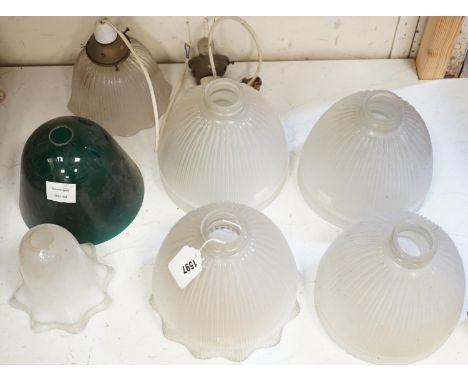 A collection of 11 late 19th/early 20th century glass light shades