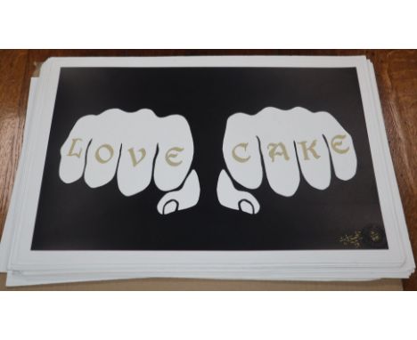 T. WAT, 38 limited edition prints, Love Cake, signed and numbered from the edition of 45, 39 x 59cm, all unframed