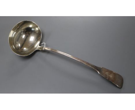 A George III silver fiddle pattern soup ladle, Turner &amp; Shea, London, 1808, 6 oz, 32.5cm.