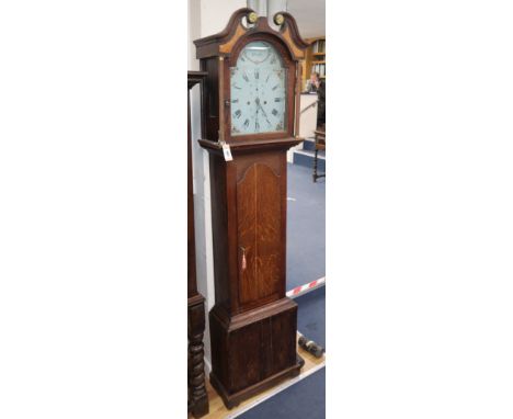 A George III oak longcase clock, Bannerman Banff H.196cm