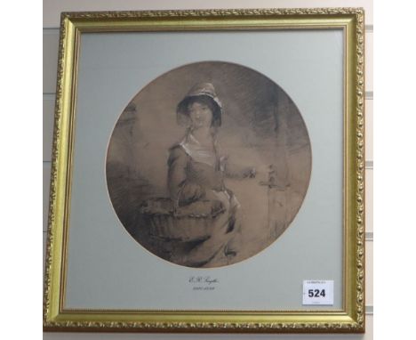 Attributed to Edward Robert Smythe (1810-1899) charcoal portrait, 29 x 28cm.