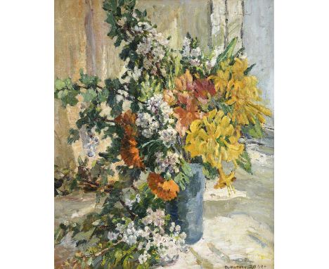 •DOROTHEA SHARP (1874-1955) VASE OF SUMMER FLOWERS ON A WINDOW SILL Signed, oil on canvas 59.5 x 49.5cm. Provenance: Toronto,