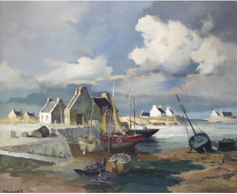 •LUCIEN FOURNET (1902-1975) SUR LA COTE EN MORBIHAN Signed, inscribed with title verso, oil on canvas 63.5 x 78.5cm. Provenan