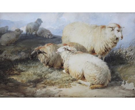 THOMAS SIDNEY COOPER, RA (1803-1902) SHEEP ON A MOUND Signed and dated indistinctly, probably 1839, watercolour and pencil 20
