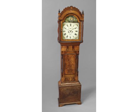 MAHOGANY LONGCASE CLOCK the 13" painted dial with subsidiary seconds dial and date aperture, inscribed Jones Bristol, on a br