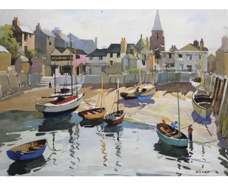 •EDWARD WESSON (1910-1983) ILFRACOMBE Signed, watercolour and pencil 33 x 45cm. ++ Good condition