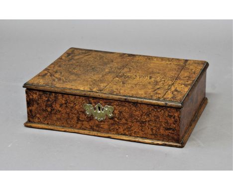 WALNUT LACE BOX mid 18th century, the interior with a shelf at the back, height 13cm, width 41cm, depth 30cm