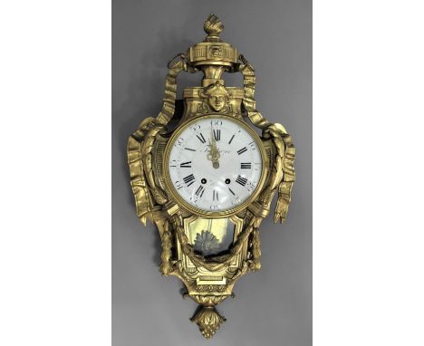 FRENCH ORMOLU CARTEL CLOCK the 18cm enamelled dial inscribed Balthazar/Paris, on a brass eight day movement stamped R &amp; F