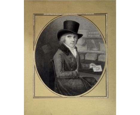 FRENCH SCHOOL, Circa 1790 PORTRAIT OF A GENTLEMAN Seated half length at a desk, boxes to his left inscribed `Affaires`, charc