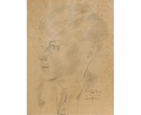 •GILBERT SPENCER, RA (1892-1979) THREE INFORMAL PORTRAITS OF SCHOOLBOYS depicting M D Ayers/ Major Scholarship Worksop/ 1950,