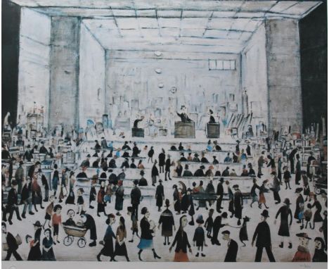 •AFTER LAURENCE STEPHEN LOWRY, RA (1887-1976) THE AUCTION Offset lithograph, published by Michael Stewart Fine Art, with publ