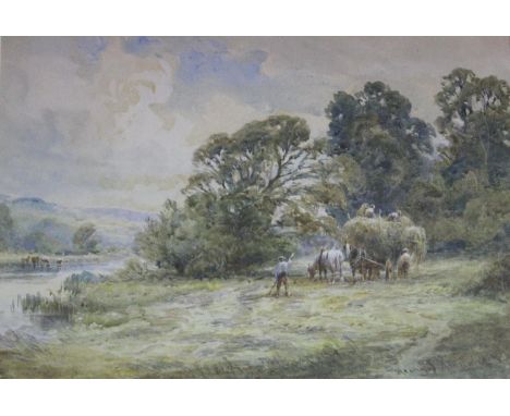HENRY JOHN KINNAIRD (1861-1929) LOADING THE HAY WAGON; NEAR WALLINGFORD ON THAMES A pair, both signed, the latter inscribed w