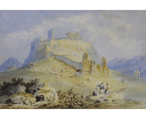 WILLIAM PAGE (1794-1872) THE ACROPOLIS, ATHENS, FROM THE PNYX; CORINTH Two, the former signed, watercolour and pencil Each 23