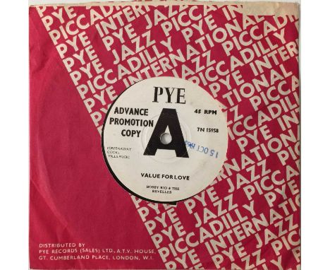 BOBBY RIO &amp; THE REVELLES - VALUE FOR LOVE 7" (7N 15958 - DEMO). A lovely demo copy of Bobby Rio &amp; The Revelles inc Va