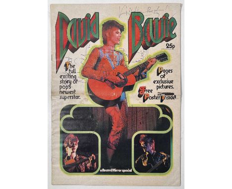 A Record Mirror 'David Bowie Special' c late 1972 signed to front of cover by David Bowie (with inscription), Trevor Bolder, 