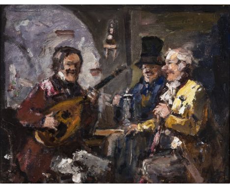   Rudolf Wolf. 1877 Leipzig - 1940 München.   Sign. Rs. bet. "Ein lustiges Lied". Öl/Ktn. 37,5 x 48 cm. R          