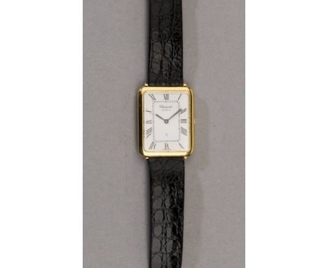   Feine goldene Chopard-Herrenarmbanduhr,   18 ct. Glattes Rectangulaire-Gehäuse, Nr. 188526-2170. Weißes Zifferblatt.  Quarz