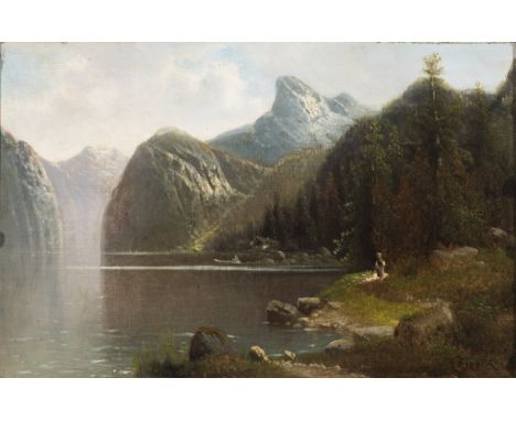   Carl Rieder. 1898 - Schwaz - 1980.   Sign. Hochgebirgssee. Öl/Lwd. 32 x 47,5 cm. R          