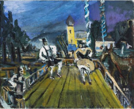   Thomas Niederreuther. 1909 - München - 1990.   Monogr. und (19)46 dat. Kirchweihtanz in Oberbayern. Öl/Lwd. 65 x 80 cm. R  