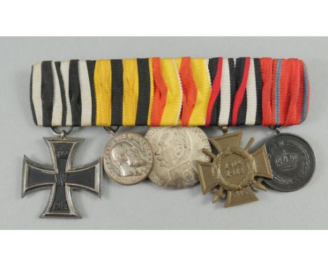   Deutschland:   Ordensspange: Eisernes Kreuz 1914, Württembergische Tapferkeitsmedaille, Verdienstmedaille Friedrich II. von