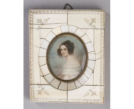   Mädchenportrait   nach Stieler. Auf Elfenbein. 1. H. 20. Jh. Oval, 9 x 5 cm. R          