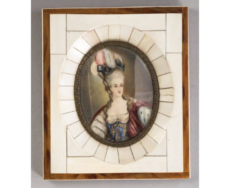   Marie Antoinette.   Auf Elfenbein (Sprung). 1. H. 20. Jh. Oval, 8 x 6,3 cm. R          