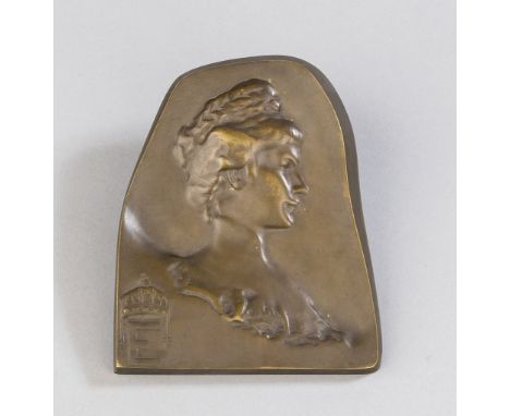   Kaiserin Elisabeth.   Bronzerelief mit Portrait von rechts. Ende 19. Jh. H 15 cm          