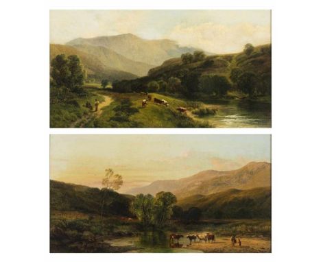   George Shalders. 1825 - 1873 London.   Paar Gemälde, beide sign. Weidelandschaften in den Midlands mit Kühen am Fluss an ei