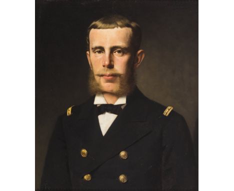   Wilhelm Vita. 1846 Zauchtl - 1919 Wien.   Sign. und 1882 dat. Rs. bet. Kronprinz Rudolf als Korvettenkapitän. Öl/Lwd. 57 x 