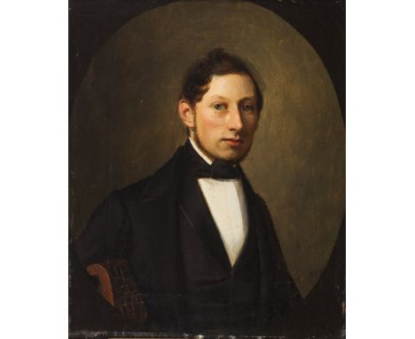   Monogrammist IBH. Um 1830.   Portrait eines jungen Mannes. Öl/Lwd. 28,5 x 23,5 cm. R          