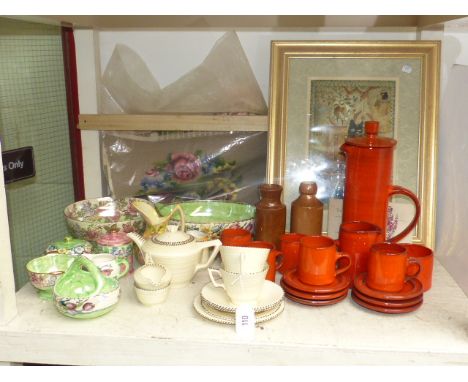 Maling bowls etc, Crown Ducal tea for two, Studio pottery coffee set, print, tapestry, etc