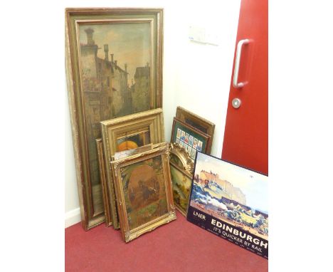 Enamel sign 'Edinburgh its quicker by rail' and nine various pictures